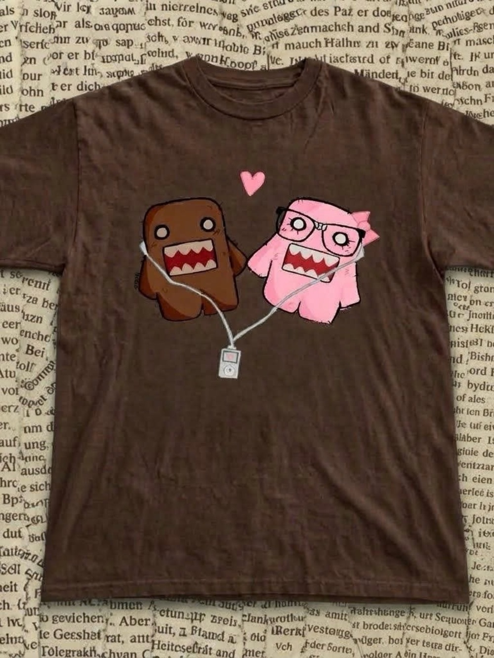 Gildan Brown Tee with Pink & Brown Monster Pair Graphic